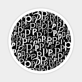 P - Typography (White) Magnet